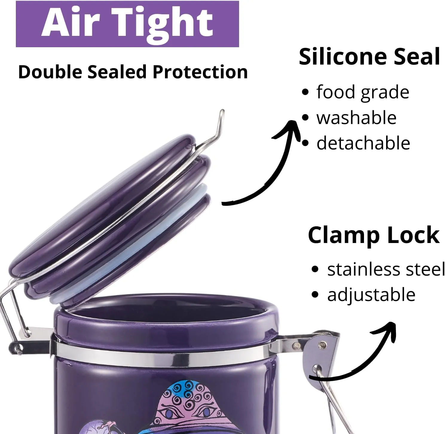 Smell Proof Container (500ml - 1 Oz), Mushroom Stash Jar Airtight Container -Separate Space for Humidity Pack, Smell Proof Jar Stash Container Cute Storage Box Case, Clay Odor Proof Container, Purple