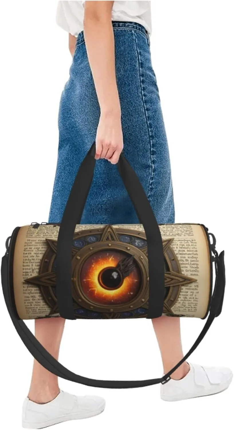 Solitude Spell Printed Travel Bag,Round Personal Item Storage bag,Foldie Duffel Bag for Traveling Vacation,Fitness,Sports