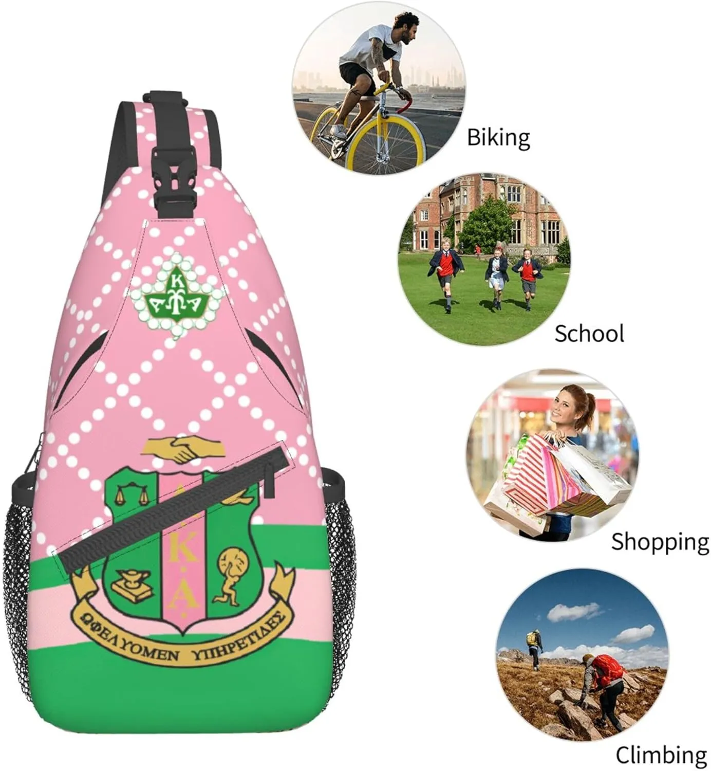 Sorority Gifts Unisex Crossbody Backpack Sling Bag chest bag for Hiking Traveling Outdoor Daypack