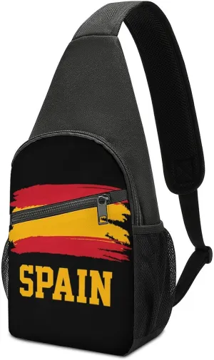 Spain Flag Casual Crossbody Bag Travel Shoulder Bag Hiking Chest Bag Sling Backpack with Pocket for Men Women