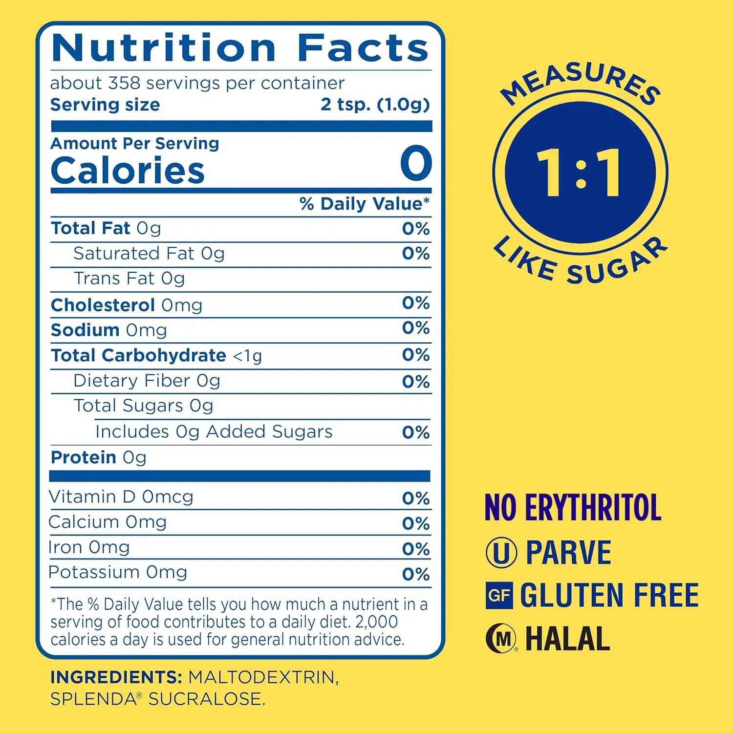SPLENDA Zero Calorie Sweetener, Granulated Sugar Substitute, Resealable Twin Pack Bags, 25.22 Ounce (Each Pouch: 12.61 oz)