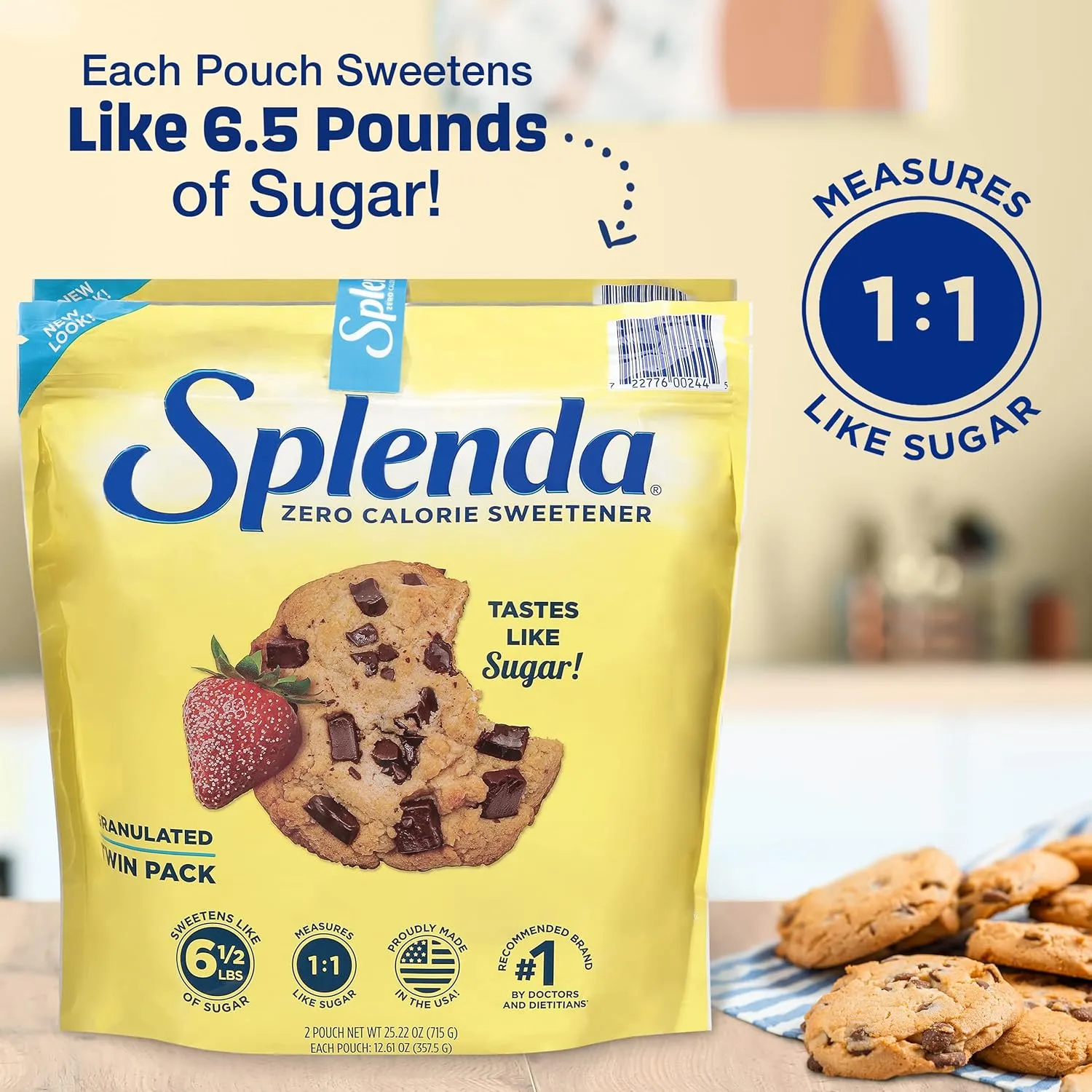 SPLENDA Zero Calorie Sweetener, Granulated Sugar Substitute, Resealable Twin Pack Bags, 25.22 Ounce (Each Pouch: 12.61 oz)