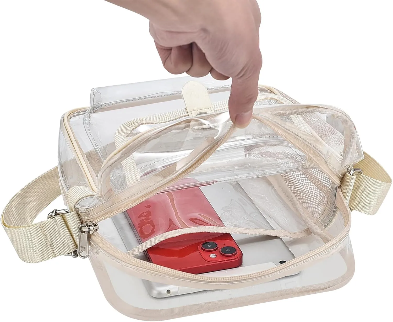 SPODEARS Clear Crossbody Bag for Stadium Events & Concerts - Adjustable Shoulder Strap Purse with 1 Bottle Holder