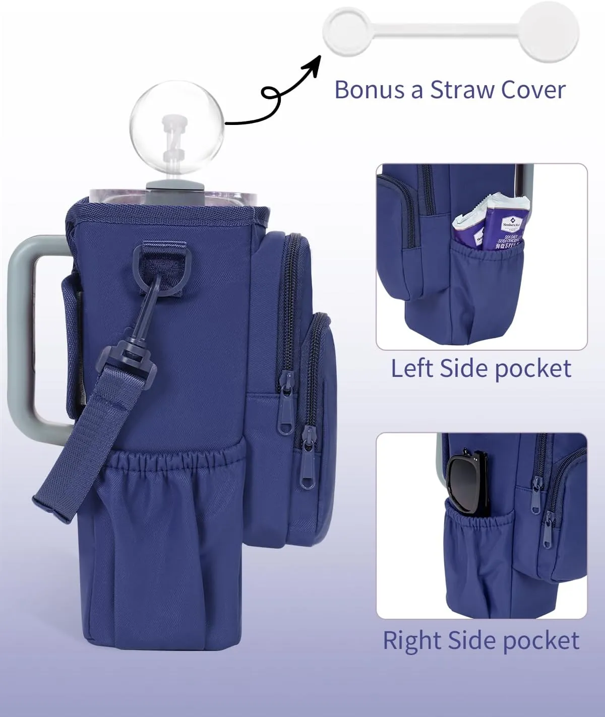 sportsnew Water Bottle Carrier Bag with Phone Pocket for Stanley Brumate era 30oz 40oz Accessories Insulated Water Bottle Holder Pouch with Strap Stanley Cup Sling Bag with Straw Cover for Crossbody