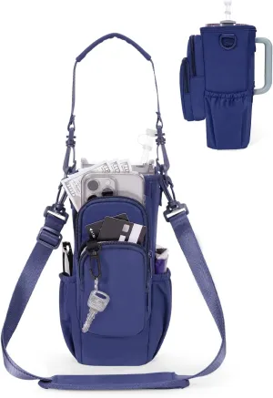 sportsnew Water Bottle Carrier Bag with Phone Pocket for Stanley Brumate era 30oz 40oz Accessories Insulated Water Bottle Holder Pouch with Strap Stanley Cup Sling Bag with Straw Cover for Crossbody
