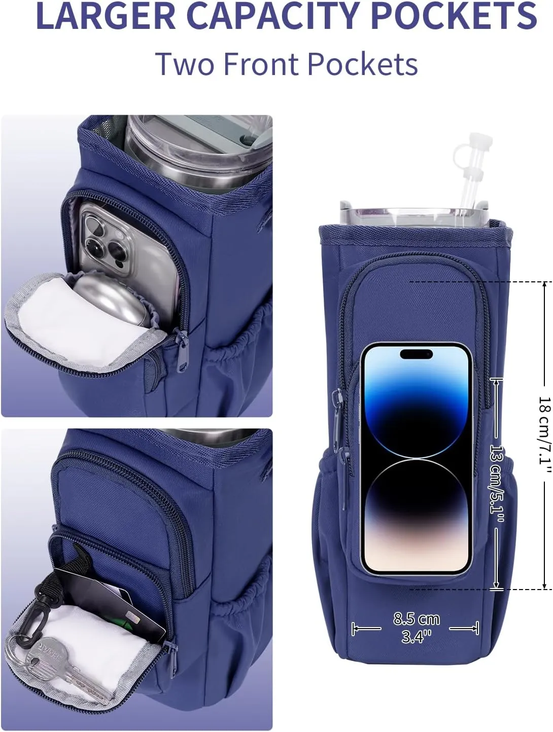 sportsnew Water Bottle Carrier Bag with Phone Pocket for Stanley Brumate era 30oz 40oz Accessories Insulated Water Bottle Holder Pouch with Strap Stanley Cup Sling Bag with Straw Cover for Crossbody