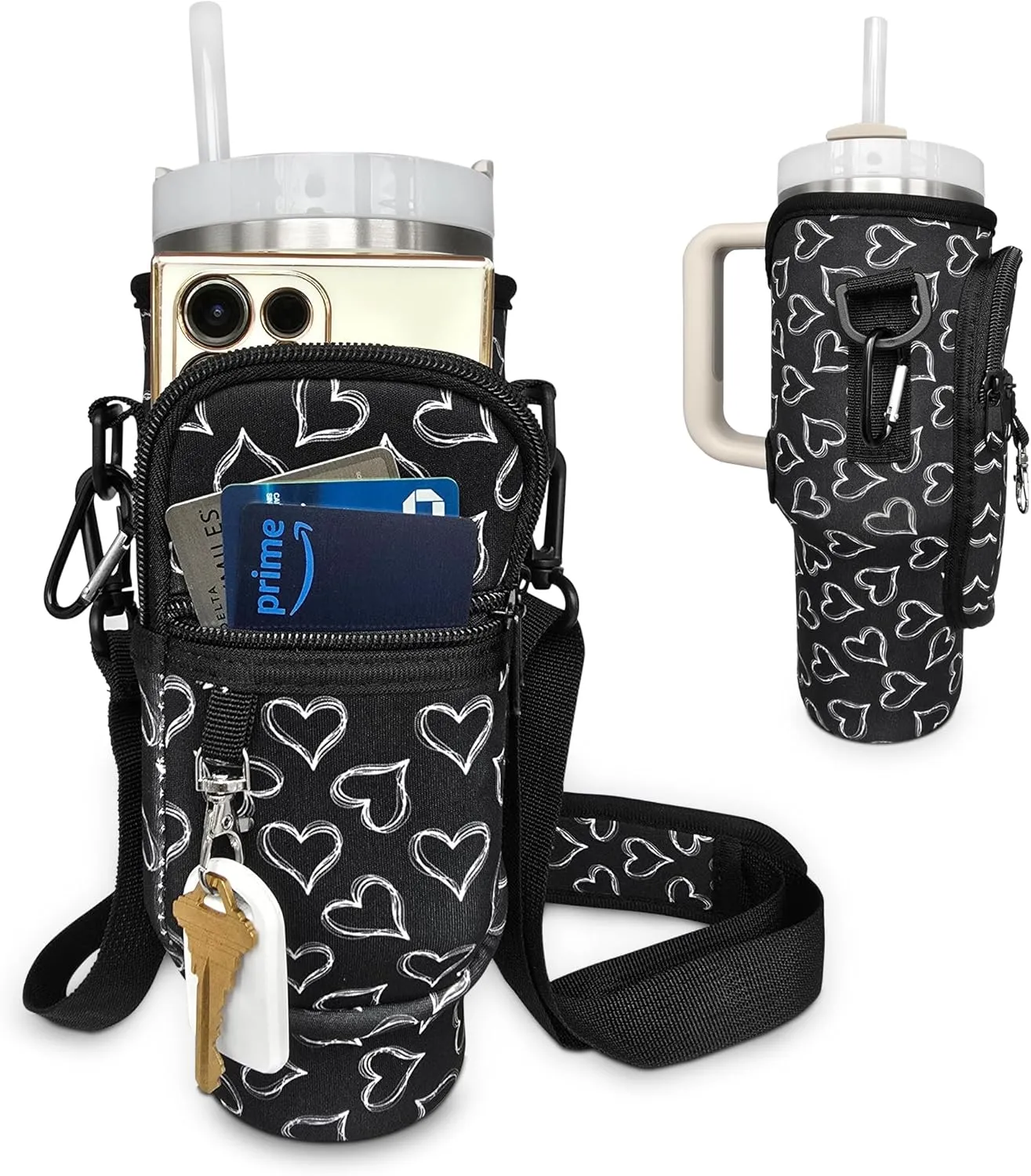 Stanley Cup 40oz Tumbler Crossbody Bag with Adjustable Strap, Zipper Pocket and Key Holder