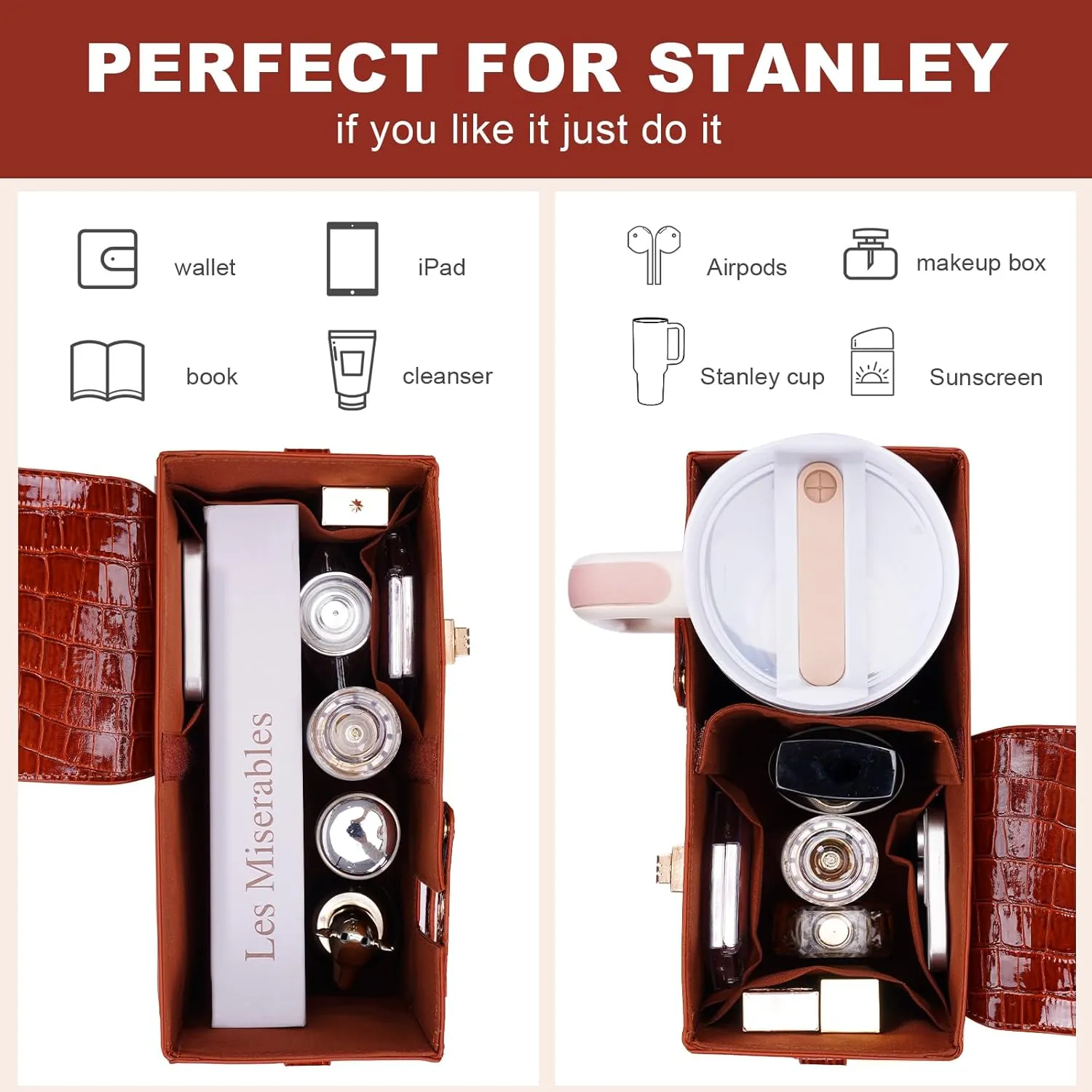 Stanley Outdoor Portable Crossbody Cup Storage Bag with Purse, Crossbody Bag for Stanley Bottle
