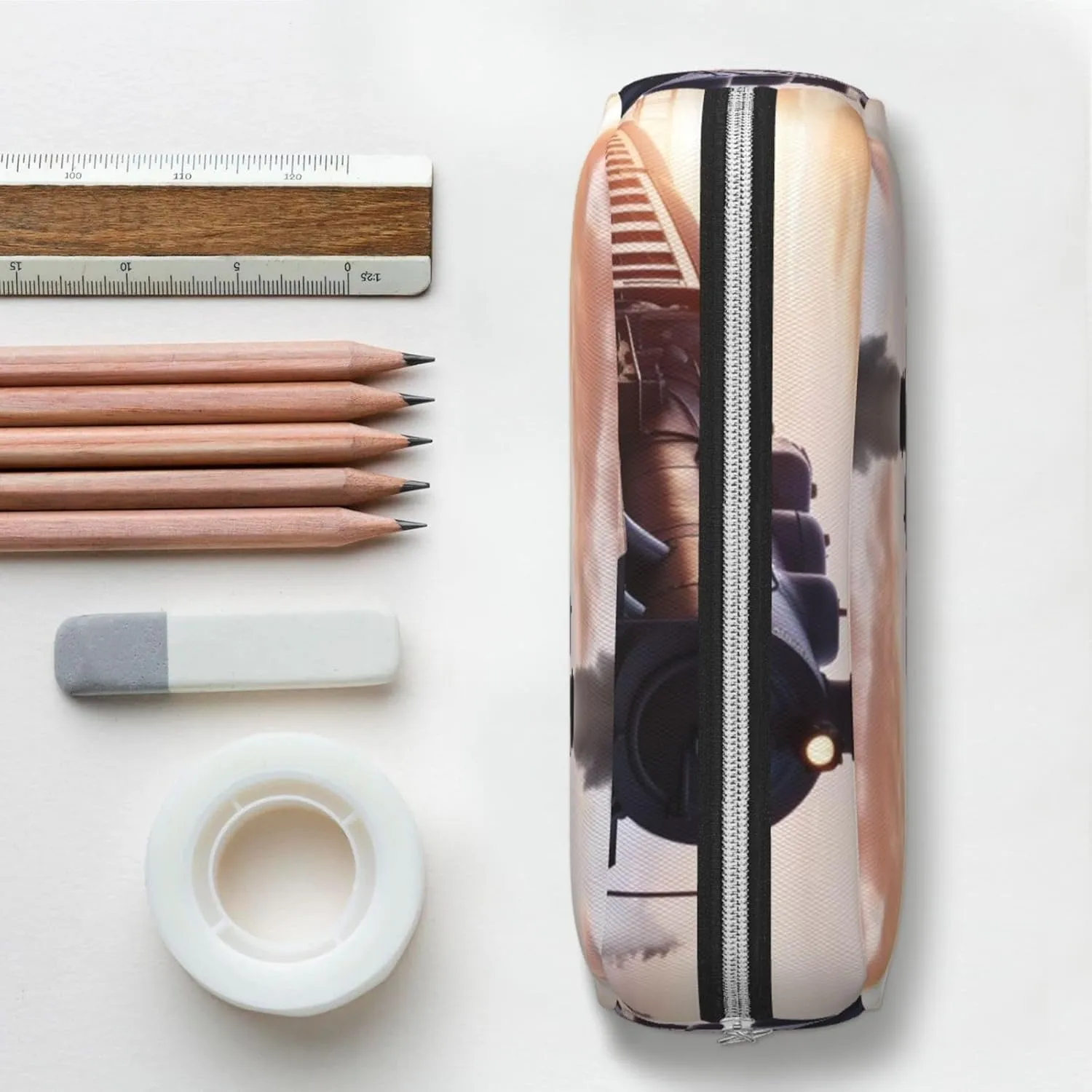 Steam Train Depart Sunset Makeup Bag for Women Men Travel Toiletry Bag Aesthetic Purse Pouch Large Pencil Case