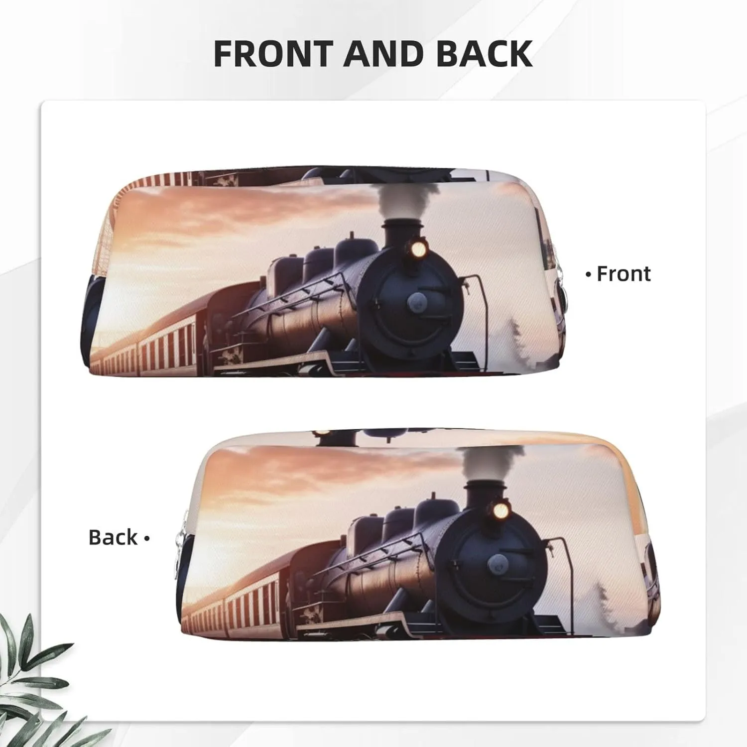 Steam Train Depart Sunset Makeup Bag for Women Men Travel Toiletry Bag Aesthetic Purse Pouch Large Pencil Case