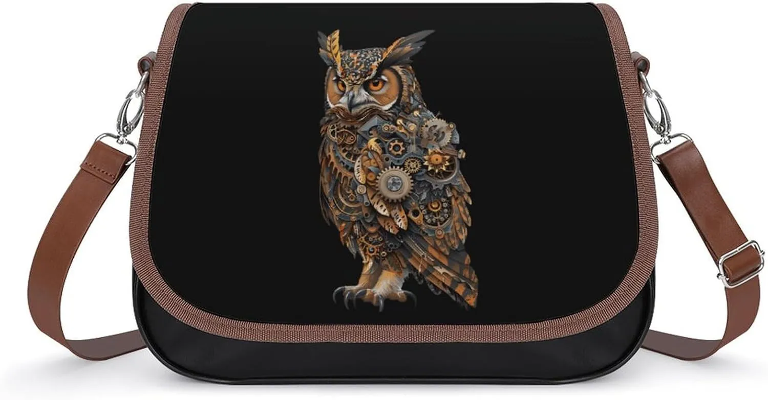 Steampunk Owl Printed Women's Crossbody Bags Novelty Purse Handbag Shoulder Bag For Women