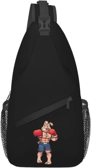 Strong Boxing Pig Crossbody Bags For Women Men Chest Backpack Gym Shoulder Bag Travel Outdoor Sports Casual Crossbody Bags