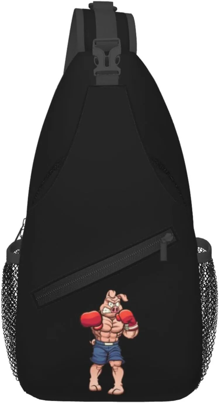 Strong Boxing Pig Crossbody Bags For Women Men Chest Backpack Gym Shoulder Bag Travel Outdoor Sports Casual Crossbody Bags