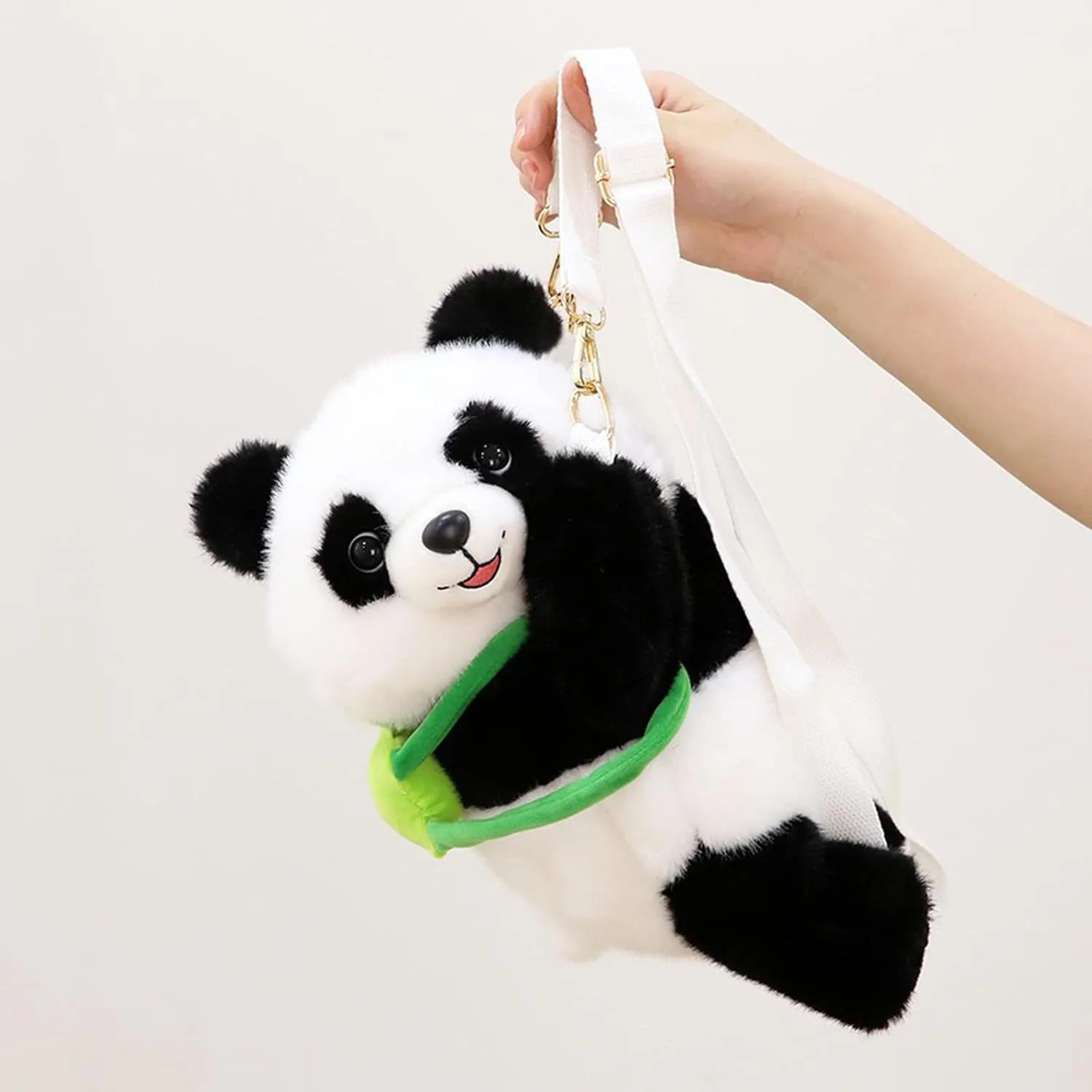 Stuffed Animal Backpack Crossbody Bag Realistic Plush Shoulder Bag (Panda, Black white)
