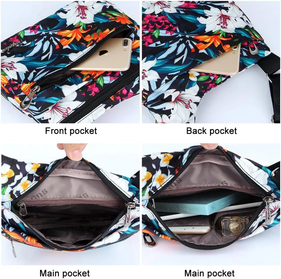 STUOYE Nylon Multi-Pocket Crossbody Purse Bags for Women Travel Shoulder Bag