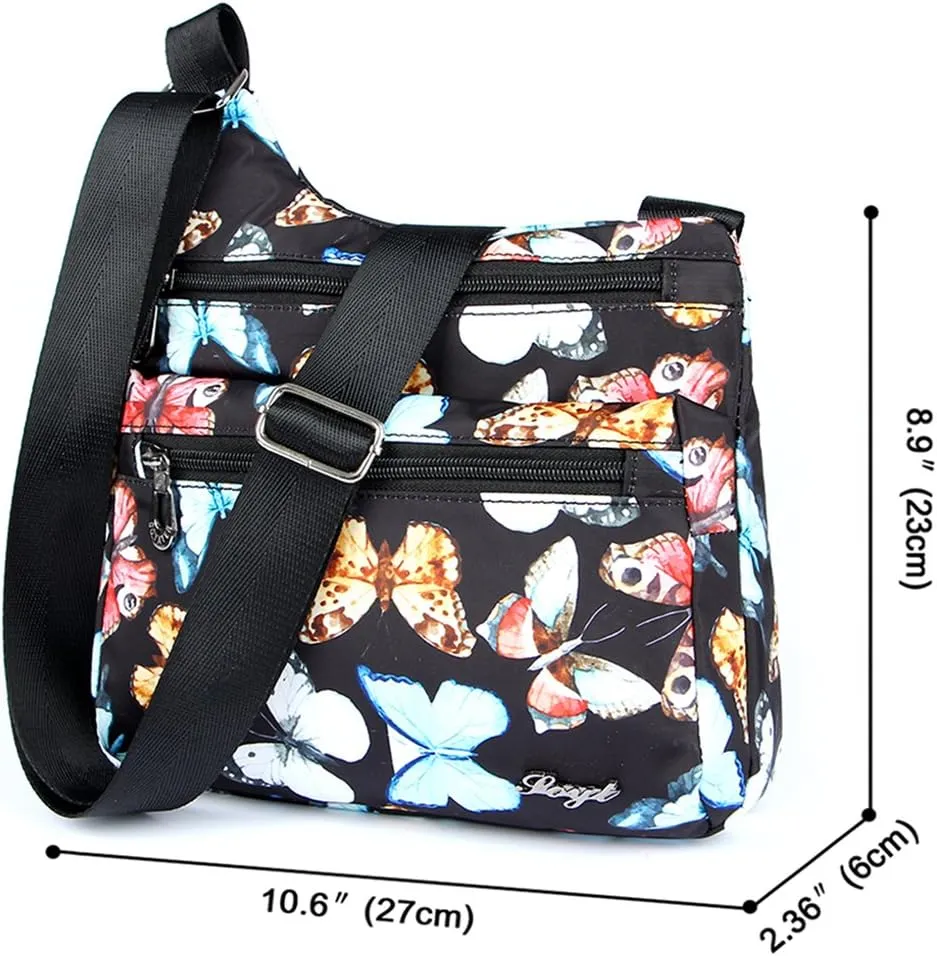 STUOYE Nylon Multi-Pocket Crossbody Purse Bags for Women Travel Shoulder Bag
