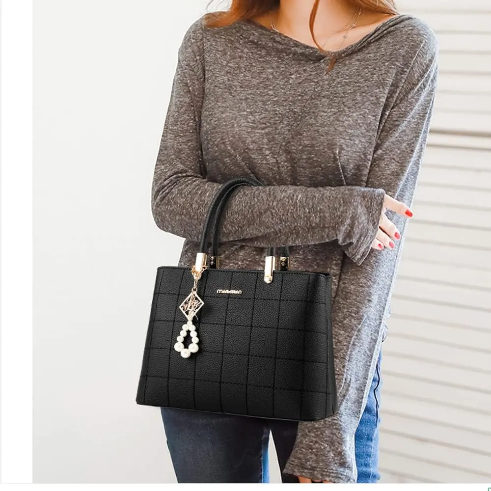 Stylish Womens Handbags Faux Leather Satchel Medium Tote Bags Top Handle Handbag Purse Crossbody Bag Shoulder Bag