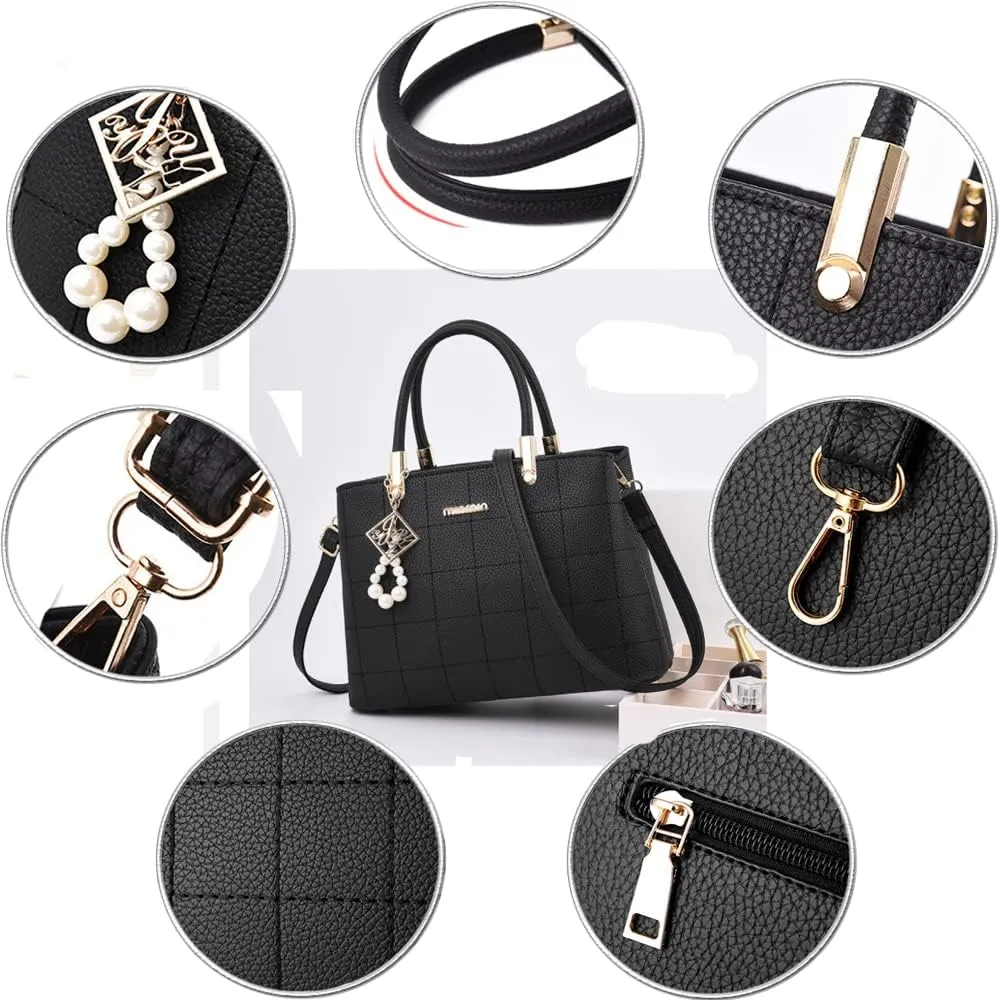 Stylish Womens Handbags Faux Leather Satchel Medium Tote Bags Top Handle Handbag Purse Crossbody Bag Shoulder Bag