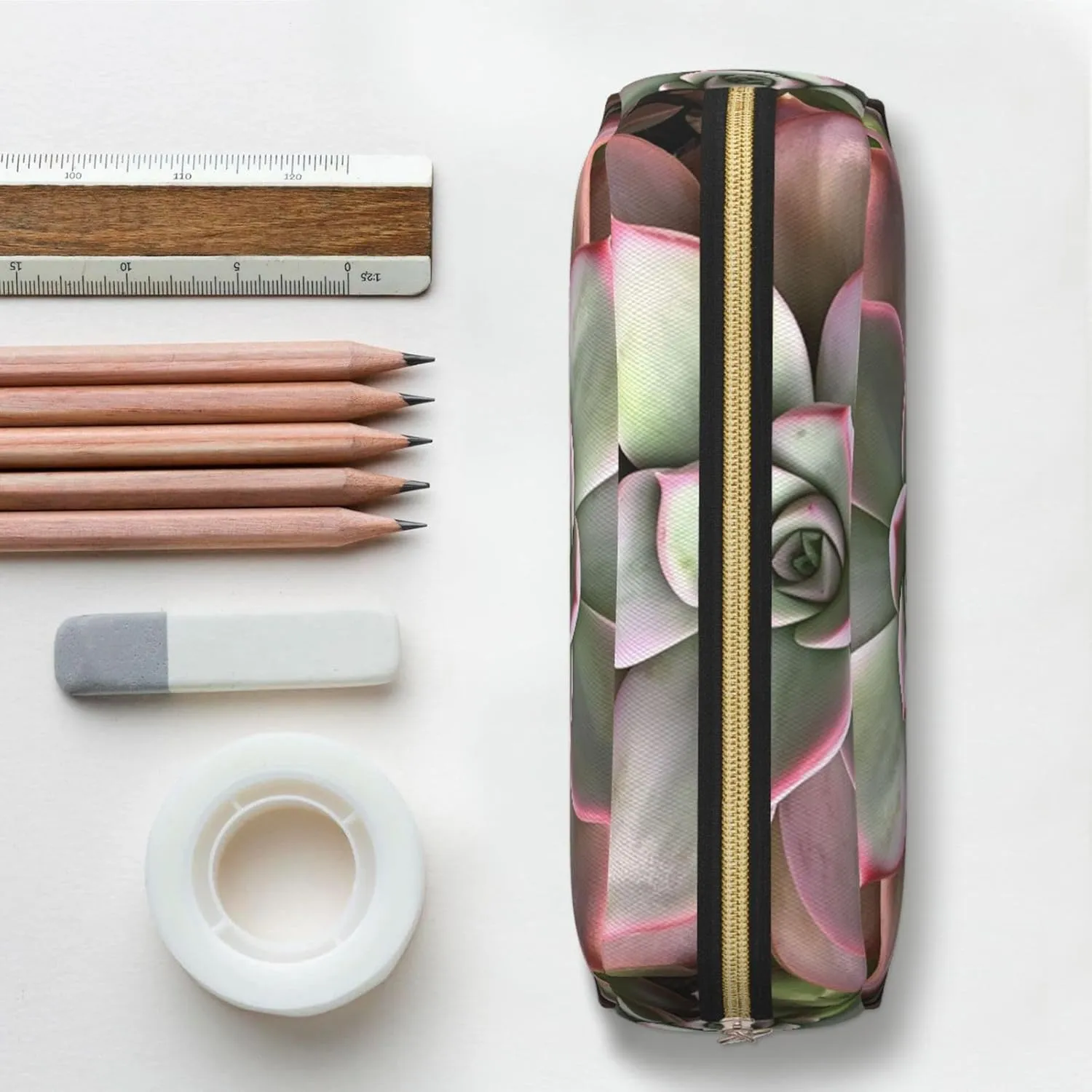 Succulent Botanical Makeup Bag for Women Men Travel Toiletry Bag Aesthetic Purse Pouch Large Pencil Case