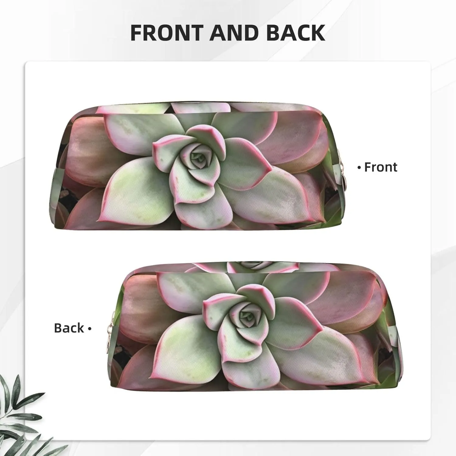 Succulent Botanical Makeup Bag for Women Men Travel Toiletry Bag Aesthetic Purse Pouch Large Pencil Case