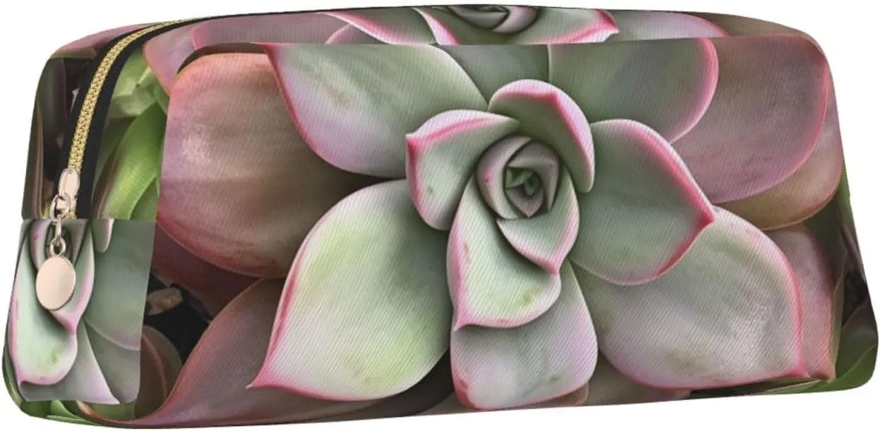 Succulent Botanical Makeup Bag for Women Men Travel Toiletry Bag Aesthetic Purse Pouch Large Pencil Case
