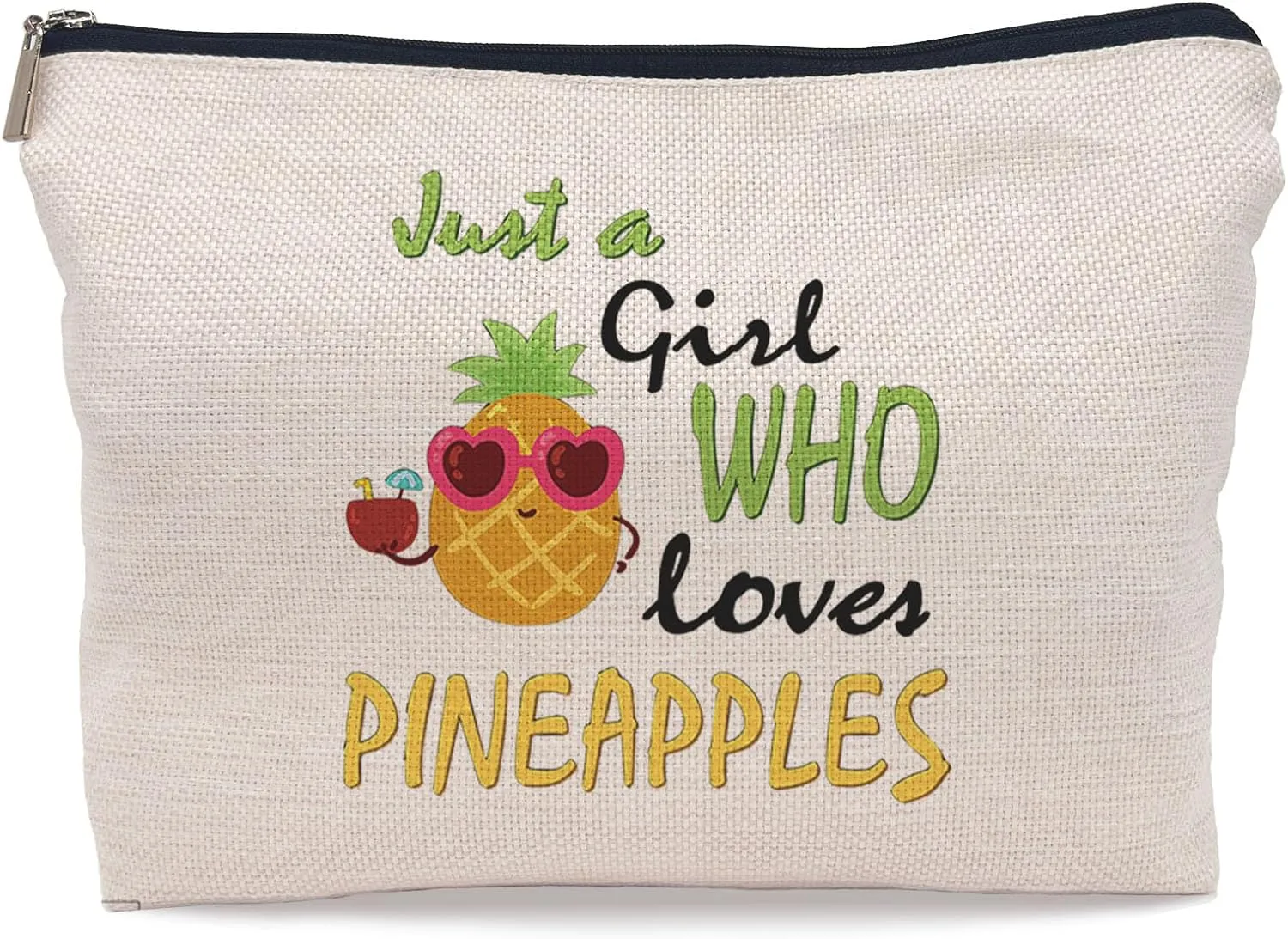 Summer Fruit Pineapple Makeup Bag,Pineapple Makeup Bag for Pineapple Lover Women Girls,Birthday Valentine's Day Gift Makeup Bag，Just A Girl Who Loves Pineapples Makeup Bag