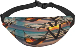 Sunset beach hammock Large crossbody bag for travel and running, made of polyester, waterproof and soft fabric