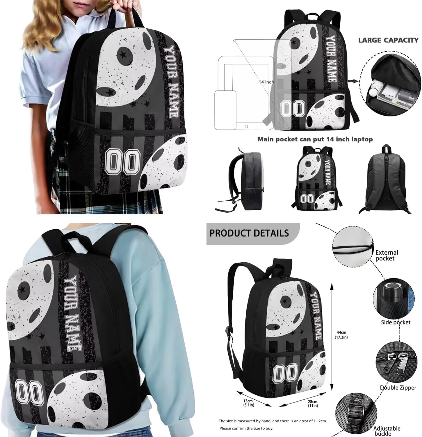 Suobstales Pickleball Print Kids School Backpack Set with Lunch Box Pencil Case and Crossbody Shoulder Bags, American Flag Design 4pcs Set Boys Girls Primary Elementary Student Bookbag Casual Daypack