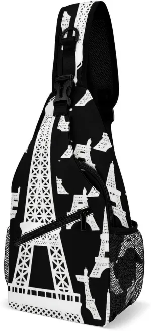 Supdreamc Ultra Lightweight Sling Shoulder Backpack Shoulder Chest Crossbody Bag Multipurpose Anti-Theft Daypack for Hiking Cycling Camping Travel, Paris Eiffel Tower Art Bookbag