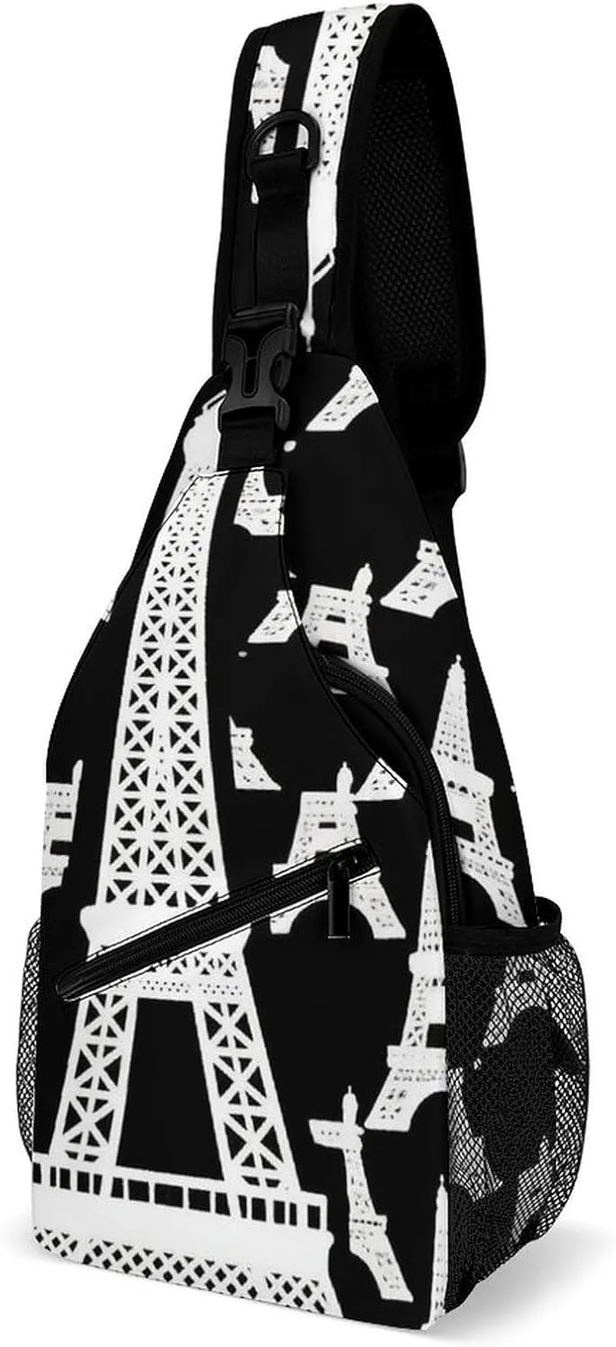 Supdreamc Ultra Lightweight Sling Shoulder Backpack Shoulder Chest Crossbody Bag Multipurpose Anti-Theft Daypack for Hiking Cycling Camping Travel, Paris Eiffel Tower Art Bookbag