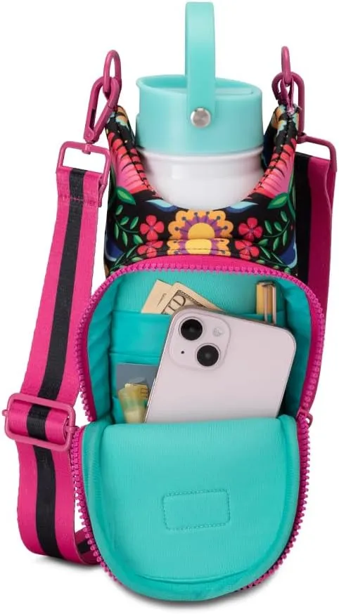 Swig Life Water Bottle Sling Bag, Water Bottle Holder with Adjustable Strap, Carrier Bag with Zippered Phone Pocket, Holds 36oz (Caliente)