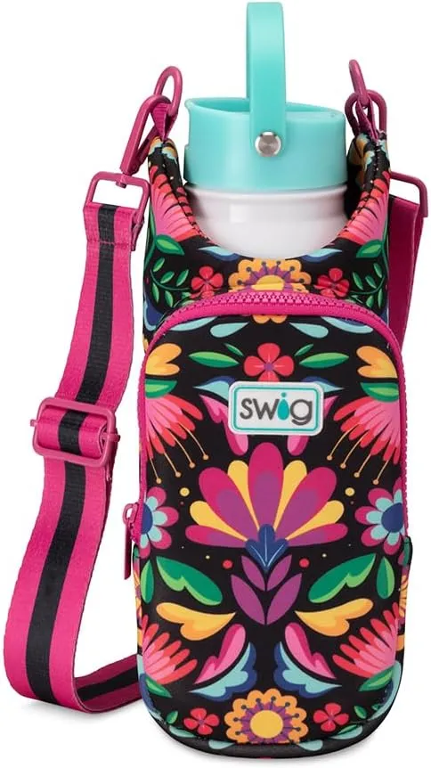 Swig Life Water Bottle Sling Bag, Water Bottle Holder with Adjustable Strap, Carrier Bag with Zippered Phone Pocket, Holds 36oz (Caliente)