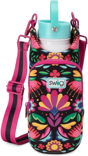 Swig Life Water Bottle Sling Bag, Water Bottle Holder with Adjustable Strap, Carrier Bag with Zippered Phone Pocket, Holds 36oz (Caliente)