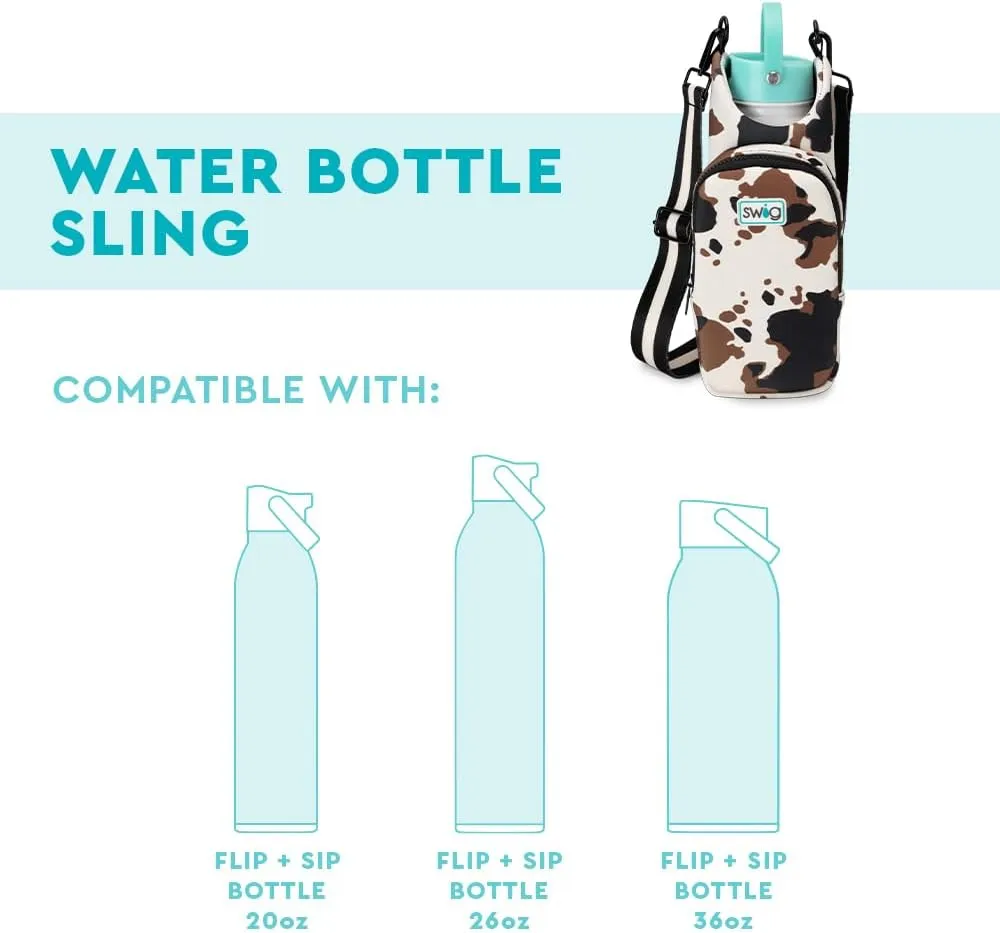 Swig Life Water Bottle Sling Bag, Water Bottle Holder with Adjustable Strap, Carrier Bag with Zippered Phone Pocket, Holds 36oz (Pitch Hit Run)