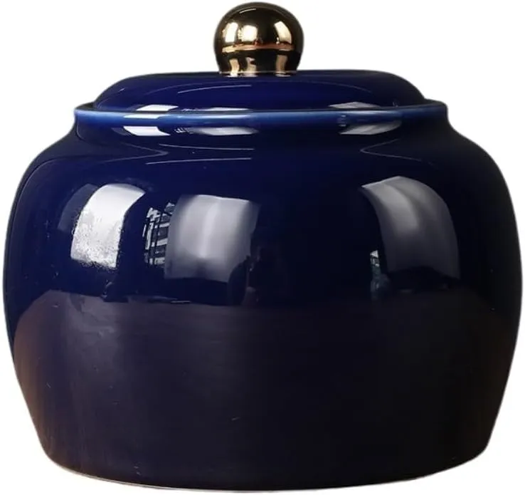Tea Bag Organizer Tea Storage Container Creative Hand-painted Bulk Tea Storage Container Jar Ceramic Sealed Jar Home Retro Chinese Tea Set Single Jar Tea Organizer(B)