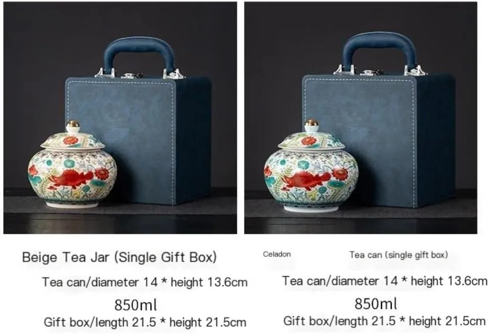 Tea Bag Organizer Tea Storage Container Creative Hand-painted Bulk Tea Storage Container Jar Ceramic Sealed Jar Tea Jar Tea Set Single Jar Gift Box Set Tea Organizer(B)