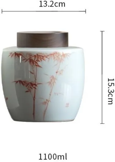 Tea Bag Organizer Tea Storage Container Creative Hand-painted Bulk Tea Storage Jar Ceramic Sealed Jar Black Tea White Tea Storage Container Jar Single Jar Tea Organizer(B)