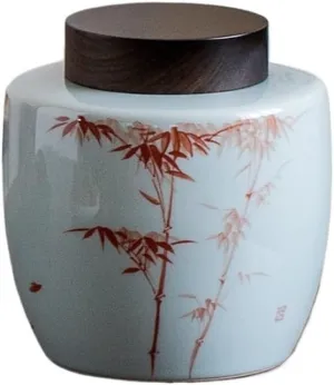 Tea Bag Organizer Tea Storage Container Creative Hand-painted Bulk Tea Storage Jar Ceramic Sealed Jar Black Tea White Tea Storage Container Jar Single Jar Tea Organizer(B)