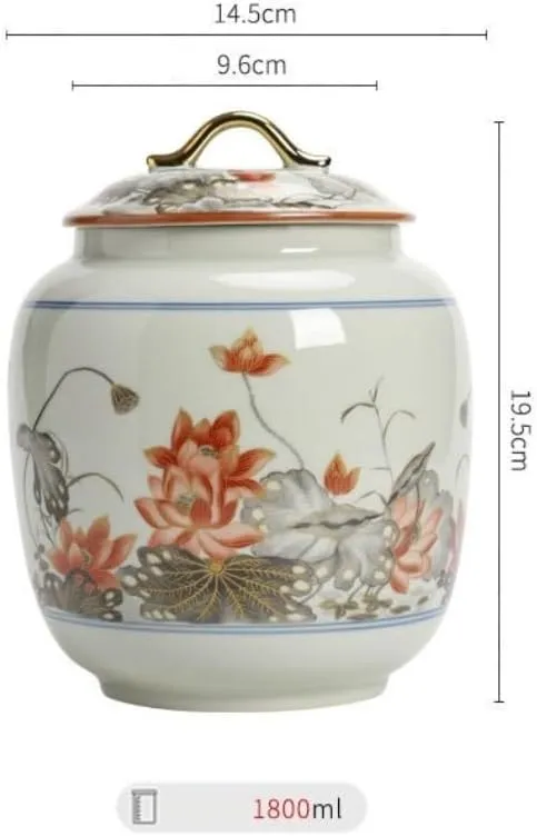 Tea Bag Organizer Tea Storage Container Creative Hand-painted Bulk Tea Storage Jar with Lid Ceramic Sealed Jar Large Capacity Retro Chinese Tea Set Single Jar Tea Organizer(A)