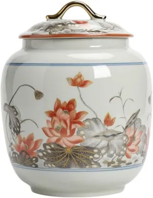 Tea Bag Organizer Tea Storage Container Creative Hand-painted Bulk Tea Storage Jar with Lid Ceramic Sealed Jar Large Capacity Retro Chinese Tea Set Single Jar Tea Organizer(A)
