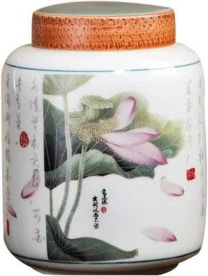 Tea Bag Organizer Tea Storage Container Creative Hand-painted Celadon Bulk Tea Storage Container Jar Ceramic Sealed Jar Tea Set Single Jar Empty Jar Tea Organizer