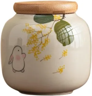 Tea Bag Organizer Tea Storage Container Creative Hand-painted Loose Tea Storage Container Jar Home Kitchen Storage Jar Sealed Jar Small Portable Ceramic Jar Tea Organizer (Color : A)