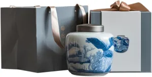 Tea Bag Organizer Tea Storage Container Hand-painted Blue and White Porcelain Loose Tea Storage Jar Ceramic Sealed Jar Chinese Tea Set Single Jar Gift Box Set Tea Organizer