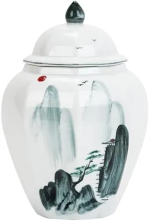 Tea Bag Organizer Tea Storage Container Hand-painted Ceramic Tea Storage Jars Red and Green Loose Tea Storage Sealed Jars Home Kitchen Food Storage Jars Tea Organizer
