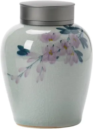 Tea Bag Organizer Tea Storage Container Hand-painted Loose Tea Storage Container Jar Ceramic Household Sealed Jar Small Portable Flower Tea Jar Storage Jar Tea Organizer