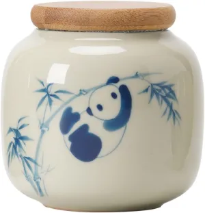Tea Bag Organizer Tea Storage Container Hand-painted Panda Loose Tea Storage Jar Ceramic Sealed Jar Portable Small Creative Kitchen Seasoning Storage Jar Tea Organizer