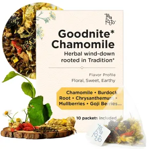 Tea Facto Goodnite* Chamomile and Body Renew* Soursop Tea Bags with Chrysanthemum Tea and Natural Refreshing Soursop Tea - 10 Pack