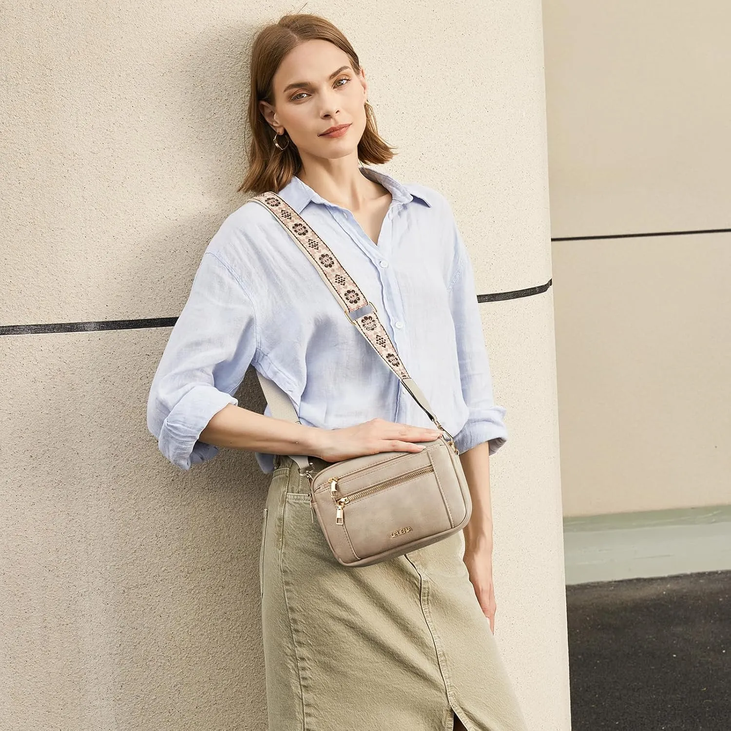 Telena Crossbody Purse for Women Small Crossbody Bags Trendy Vegan Leather with Adjustable Shoulder Strap