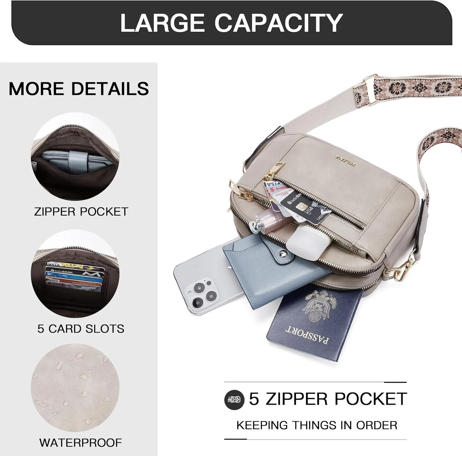 Telena Crossbody Purse for Women Small Crossbody Bags Trendy Vegan Leather with Adjustable Shoulder Strap