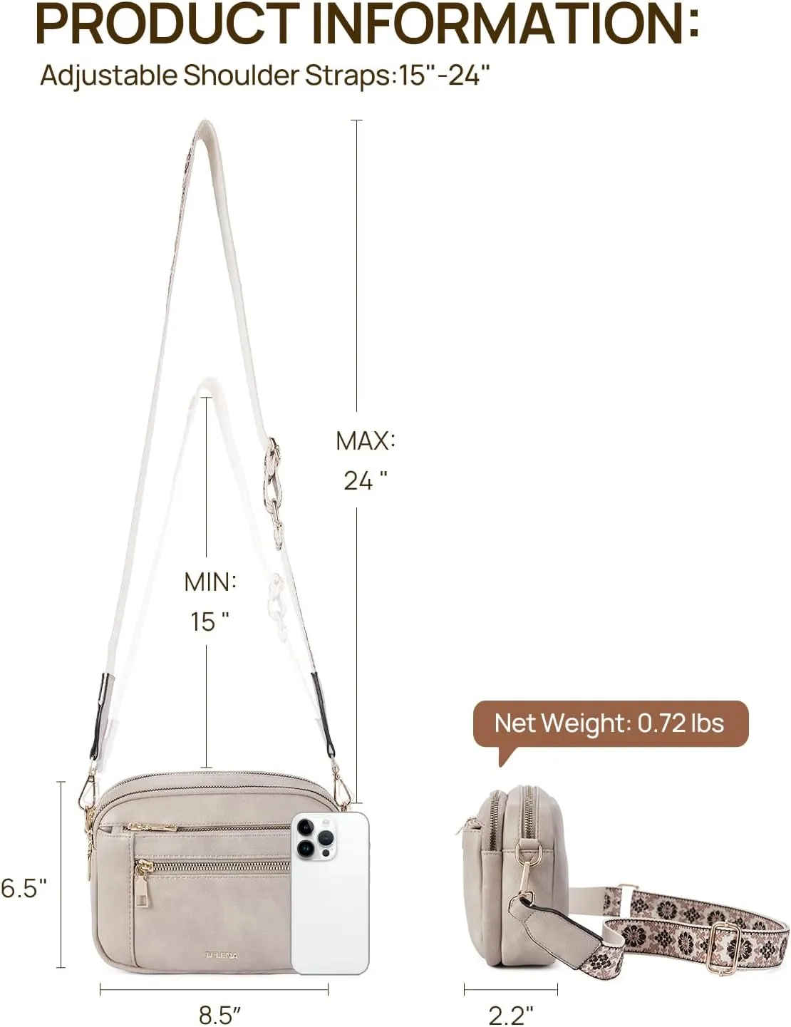 Telena Crossbody Purse for Women Small Crossbody Bags Trendy Vegan Leather with Adjustable Shoulder Strap